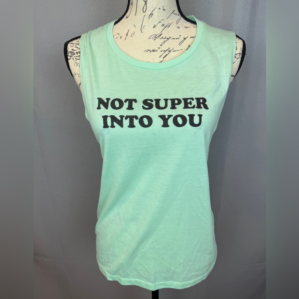 Kid Dangerous Mint Green “Not Super Into You”Sleeveless Graphic Top- Size Medium